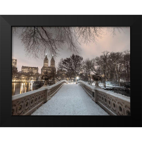 Central park Bow Bridge with Manhattan skyline, New York, AF20160117-746 Black Modern Wood Framed Art Print by Frank, Assaf