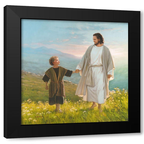 Walk Beside Me Black Modern Wood Framed Art Print with Double Matting by Missman, Mark