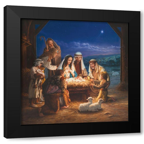 Let Us Adore Him Black Modern Wood Framed Art Print with Double Matting by Missman, Mark