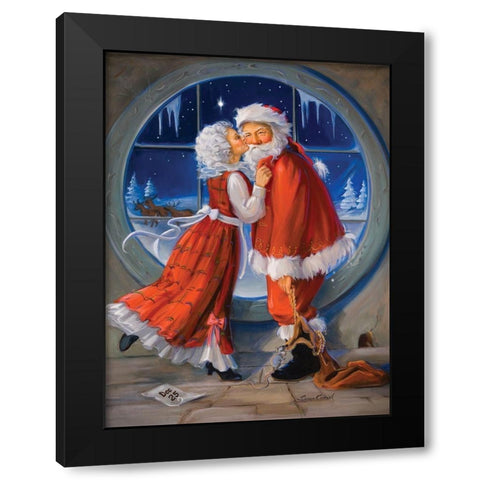 Mrs. Claus Kiss Black Modern Wood Framed Art Print by Comish, Susan