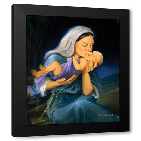 Marys Kiss Black Modern Wood Framed Art Print by Comish, Susan