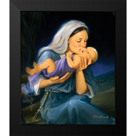 Marys Kiss Black Modern Wood Framed Art Print by Comish, Susan