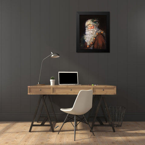 Woodland Santa Black Modern Wood Framed Art Print by Comish, Susan