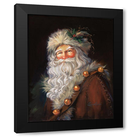 Woodland Santa Black Modern Wood Framed Art Print by Comish, Susan