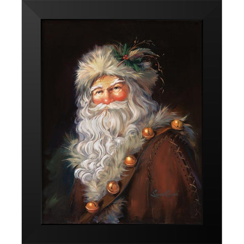 Woodland Santa Black Modern Wood Framed Art Print by Comish, Susan