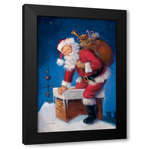 Here Comes Santa Black Modern Wood Framed Art Print by Comish, Susan