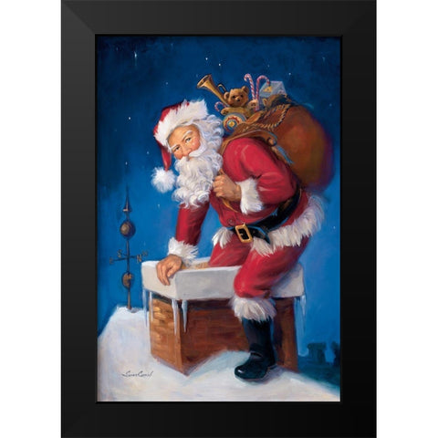 Here Comes Santa Black Modern Wood Framed Art Print by Comish, Susan