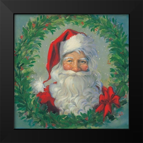 Santa Wreath Black Modern Wood Framed Art Print by Comish, Susan
