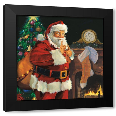 Shhhh Black Modern Wood Framed Art Print by Comish, Susan