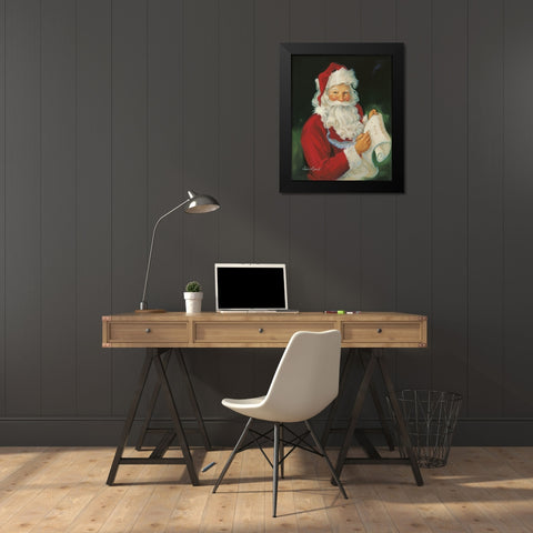 Checking His List Black Modern Wood Framed Art Print by Comish, Susan