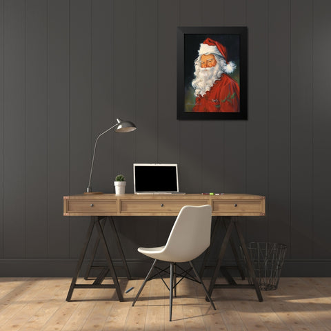 Santa Claus Black Modern Wood Framed Art Print by Comish, Susan