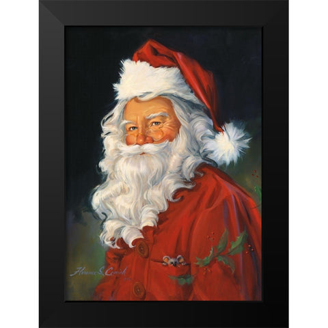 Santa Claus Black Modern Wood Framed Art Print by Comish, Susan