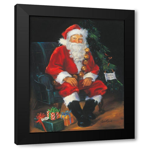 Santa Is In Black Modern Wood Framed Art Print by Comish, Susan