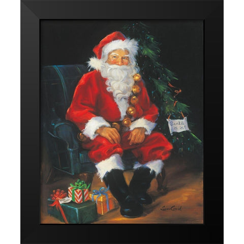 Santa Is In Black Modern Wood Framed Art Print by Comish, Susan