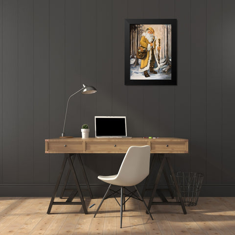 Golden Santa Black Modern Wood Framed Art Print by Comish, Susan