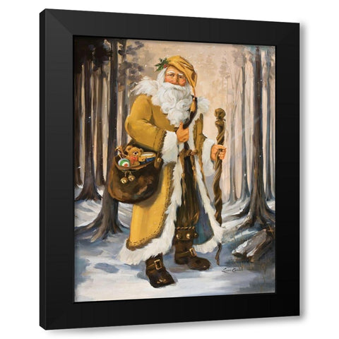 Golden Santa Black Modern Wood Framed Art Print with Double Matting by Comish, Susan