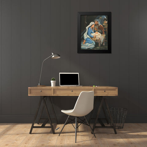 Birth Of Christ Black Modern Wood Framed Art Print by Comish, Susan
