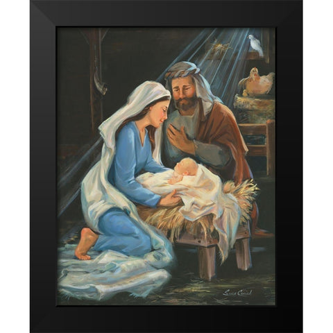 Birth Of Christ Black Modern Wood Framed Art Print by Comish, Susan