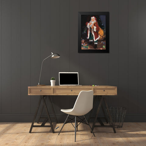 Shhh Santa Black Modern Wood Framed Art Print by Comish, Susan