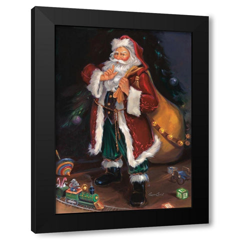 Shhh Santa Black Modern Wood Framed Art Print by Comish, Susan