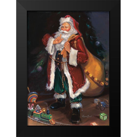 Shhh Santa Black Modern Wood Framed Art Print by Comish, Susan