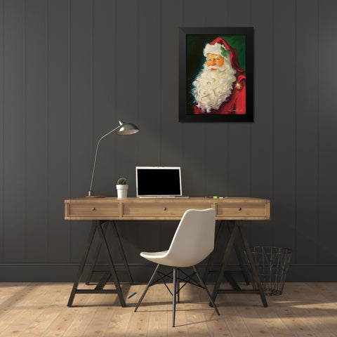 Merry Chrismas Santa Black Modern Wood Framed Art Print by Comish, Susan