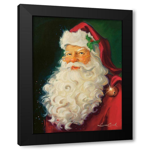 Merry Chrismas Santa Black Modern Wood Framed Art Print by Comish, Susan