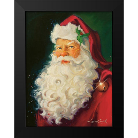 Merry Chrismas Santa Black Modern Wood Framed Art Print by Comish, Susan