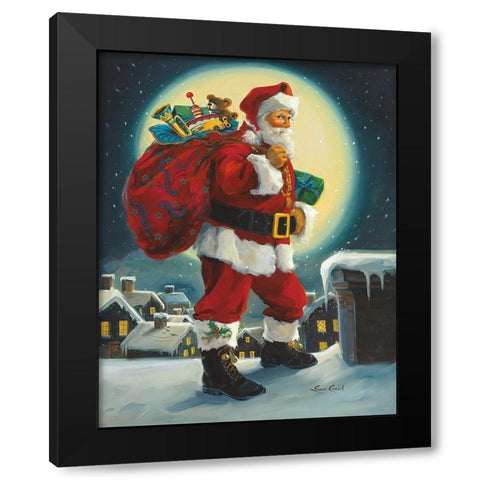 Up On The Rooftop Black Modern Wood Framed Art Print with Double Matting by Comish, Susan