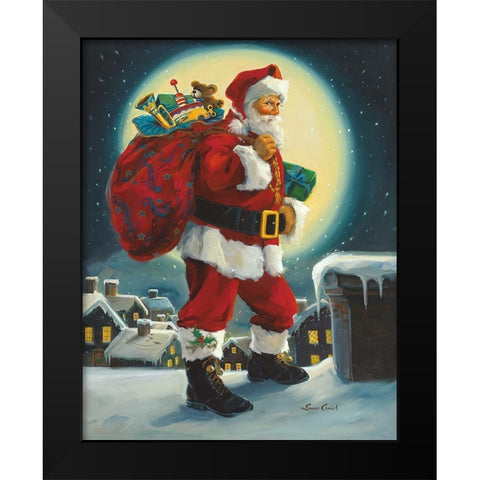 Up On The Rooftop Black Modern Wood Framed Art Print by Comish, Susan