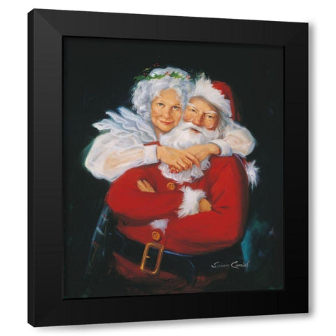 Mr and Mrs Claus Black Modern Wood Framed Art Print by Comish, Susan