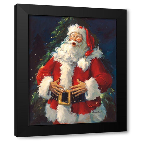 Ho Ho Ho Black Modern Wood Framed Art Print by Comish, Susan