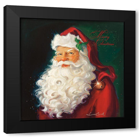 Merry Christmas Black Modern Wood Framed Art Print by Comish, Susan