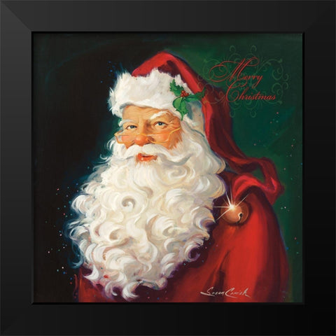 Merry Christmas Black Modern Wood Framed Art Print by Comish, Susan