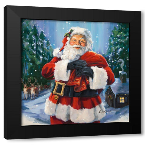Santas Snowy Night Black Modern Wood Framed Art Print with Double Matting by Comish, Susan