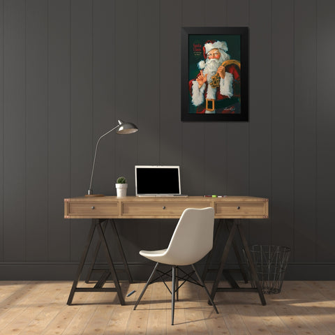 Santa Claus Is Coming Black Modern Wood Framed Art Print by Comish, Susan