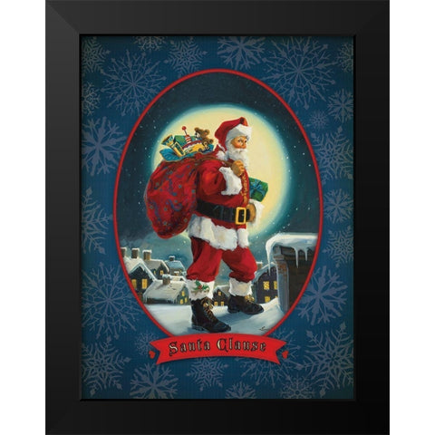 Santa Claus Black Modern Wood Framed Art Print by Comish, Susan