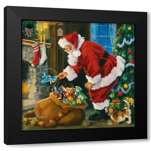 Santas Magic Touch Black Modern Wood Framed Art Print with Double Matting by Comish, Susan