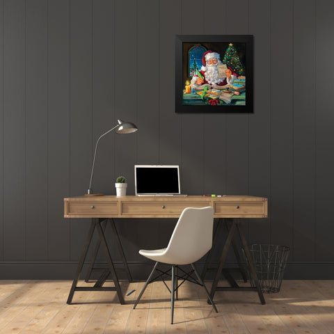 Santas Office Black Modern Wood Framed Art Print by Comish, Susan