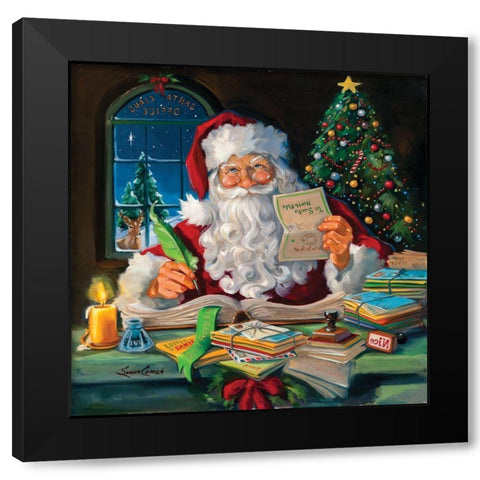 Santas Office Black Modern Wood Framed Art Print by Comish, Susan