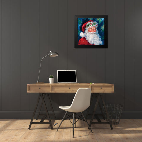 Hollyberry Santa Black Modern Wood Framed Art Print by Comish, Susan