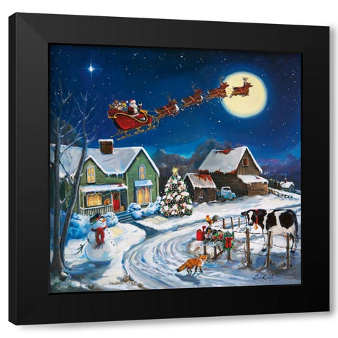 Country Christmas Black Modern Wood Framed Art Print with Double Matting by Comish, Susan