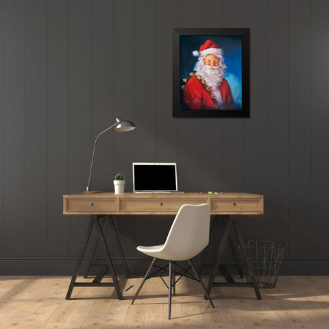 Santa Portrait Black Modern Wood Framed Art Print by Comish, Susan