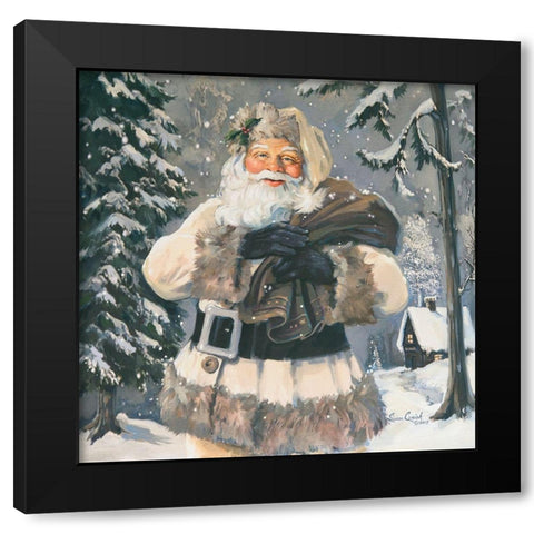 Woodland Santa Black Modern Wood Framed Art Print by Comish, Susan