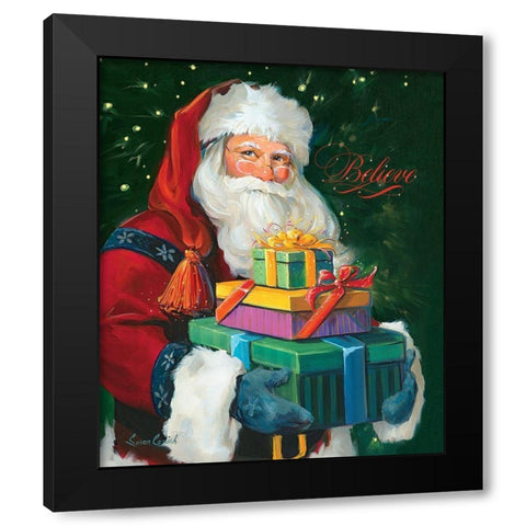 Santas Gifts Black Modern Wood Framed Art Print with Double Matting by Comish, Susan