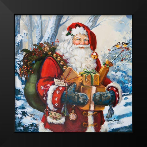Woodland Home Santa Black Modern Wood Framed Art Print by Comish, Susan