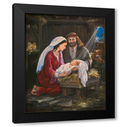 Silent Night Black Modern Wood Framed Art Print by Comish, Susan