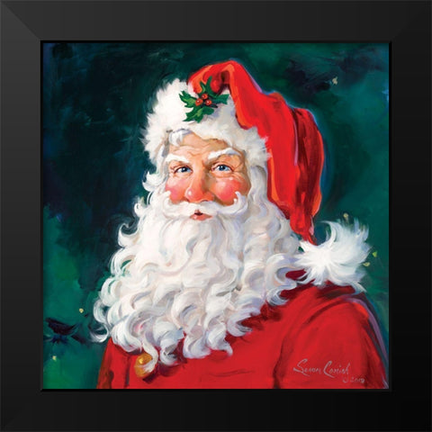 Santa Dear Black Modern Wood Framed Art Print by Comish, Susan