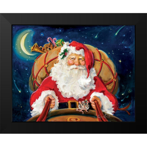 Santas On His Way Black Modern Wood Framed Art Print by Comish, Susan