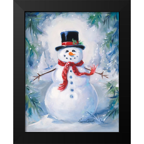 A Frosty Snowman Black Modern Wood Framed Art Print by Comish, Susan